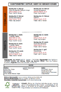 Gudstjenester 1 feb. - marts 2020