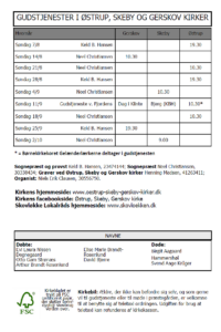 Gudstjenester aug. - sep. 2022