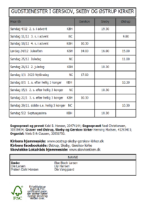 Gudstjenester  dec. 2022 - jan. 2023.