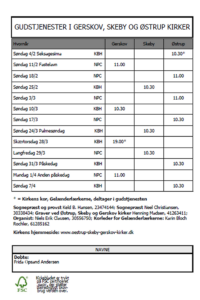 Gudstjenester feb. mar. 2024