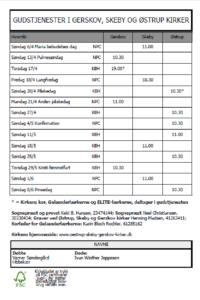 Gudstjenester apr.-maj 2025.