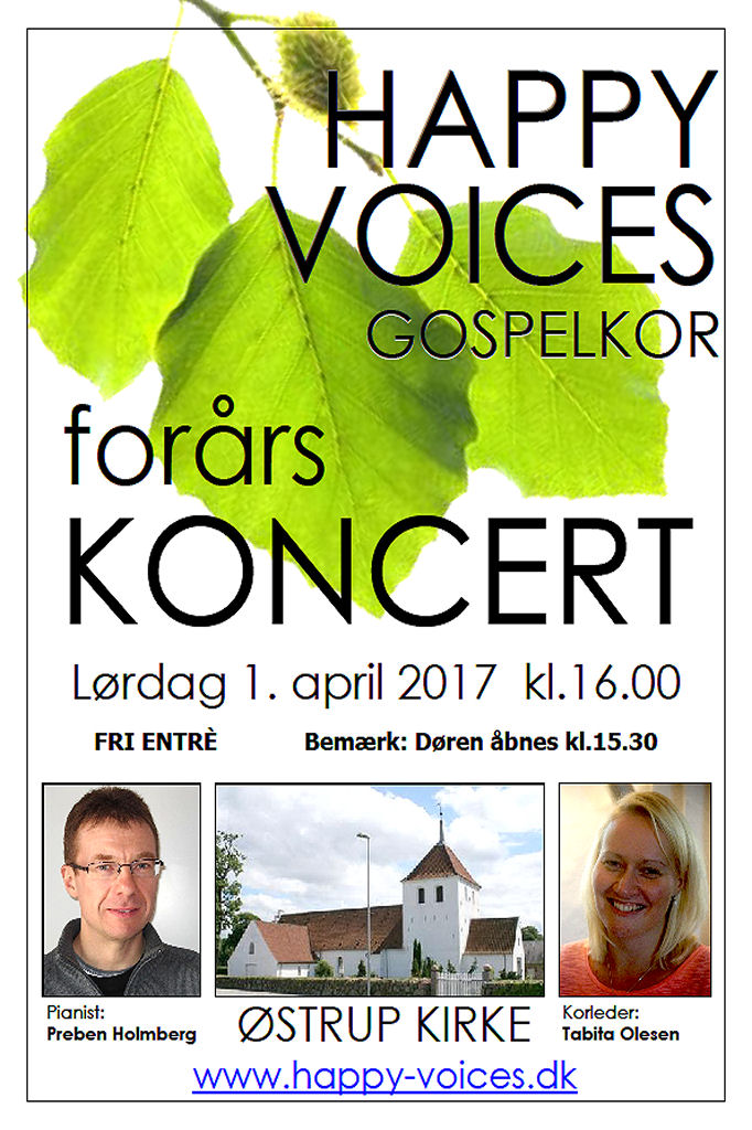 Happy Voices forårskoncert 1. april 2017 https://www.oestrup-skeby-gerskov-kirker.dk/